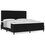 vidaXL Pat cu arcuri cu saltea Negru 200 x 200 cm țesătură vidaXL Pat cu arcuri cu saltea Negru 200 x 200 cm țesătură