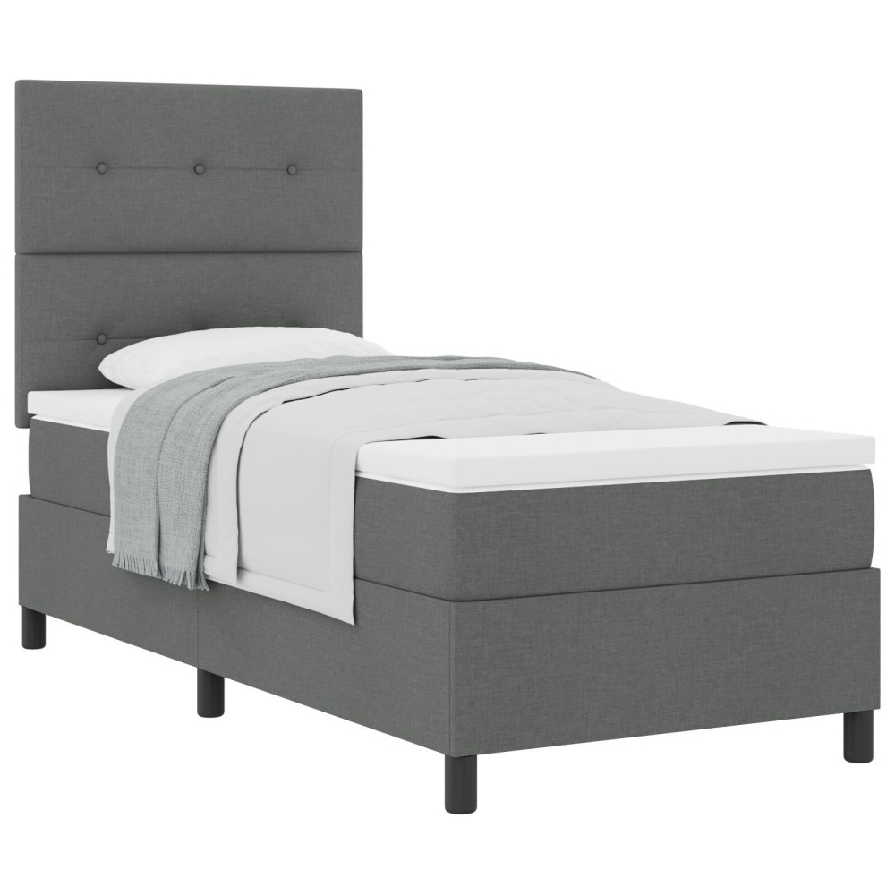 vidaXL Pat cu arcuri cu saltea Gri închis 80 x 200 cm țesătură