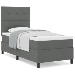 vidaXL Pat cu arcuri cu saltea Gri închis 80 x 200 cm țesătură vidaXL Pat cu arcuri cu saltea Gri închis 80 x 200 cm țesătură