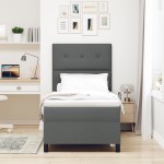 vidaXL Pat cu arcuri cu saltea Gri închis 80 x 200 cm țesătură vidaXL Pat cu arcuri cu saltea Gri închis 80 x 200 cm țesătură