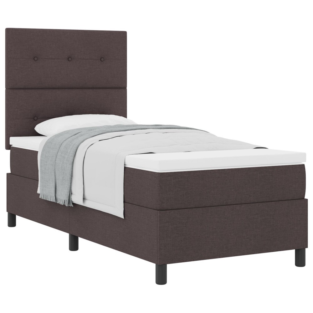 vidaXL Pat cu arcuri cu saltea Maro închis 90 x 200 cm țesătură