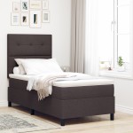 vidaXL Pat cu arcuri cu saltea Maro închis 90 x 200 cm țesătură vidaXL Pat cu arcuri cu saltea Maro închis 90 x 200 cm țesătură
