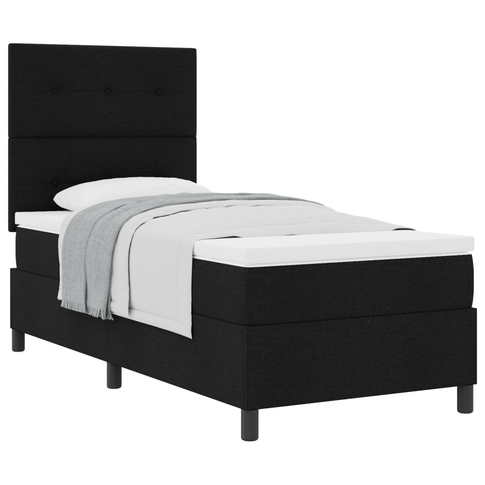 vidaXL Pat cu arcuri cu saltea Negru 100 x 200 cm țesătură