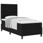 vidaXL Pat cu arcuri cu saltea Negru 100 x 200 cm țesătură vidaXL Pat cu arcuri cu saltea Negru 100 x 200 cm țesătură