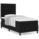 vidaXL Pat cu arcuri cu saltea Negru 100 x 200 cm țesătură vidaXL Pat cu arcuri cu saltea Negru 100 x 200 cm țesătură