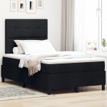 vidaXL Pat cu arcuri cu saltea Negru 120 x 190 cm țesătură vidaXL Pat cu arcuri cu saltea Negru 120 x 190 cm țesătură