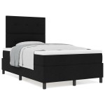 vidaXL Pat cu arcuri cu saltea Negru 120 x 190 cm țesătură vidaXL Pat cu arcuri cu saltea Negru 120 x 190 cm țesătură