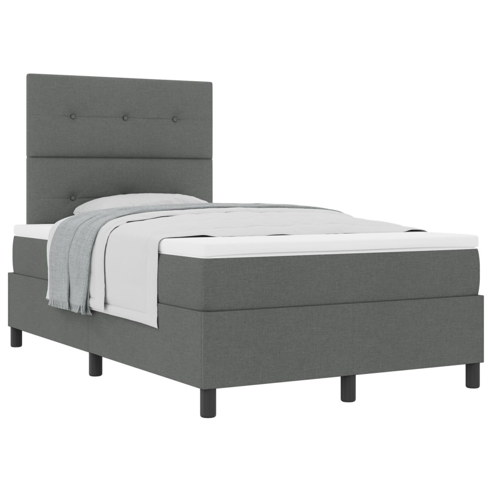 vidaXL Pat cu arcuri cu saltea Gri închis 120 x 200 cm țesătură