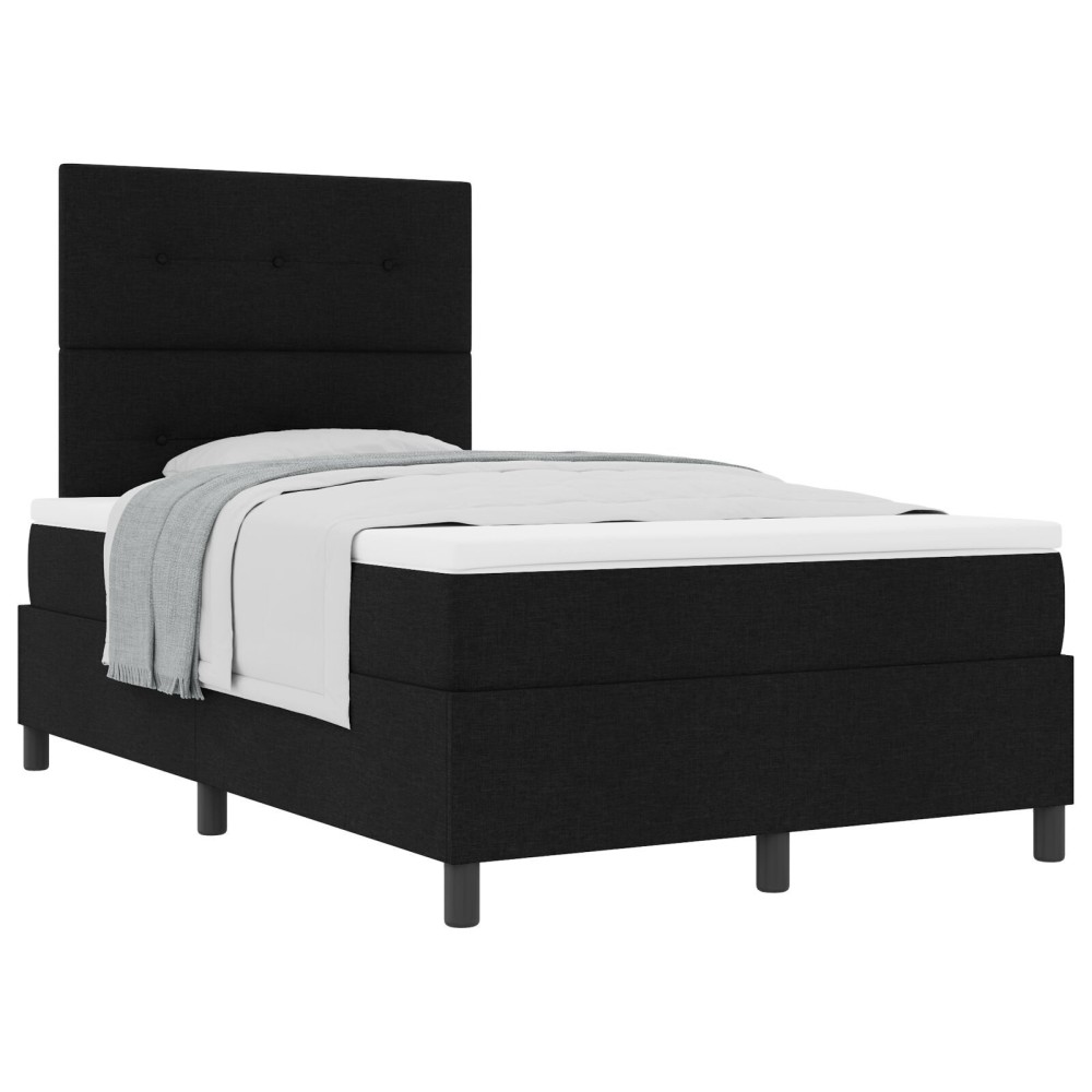 vidaXL Pat cu arcuri cu saltea Negru 120 x 200 cm țesătură