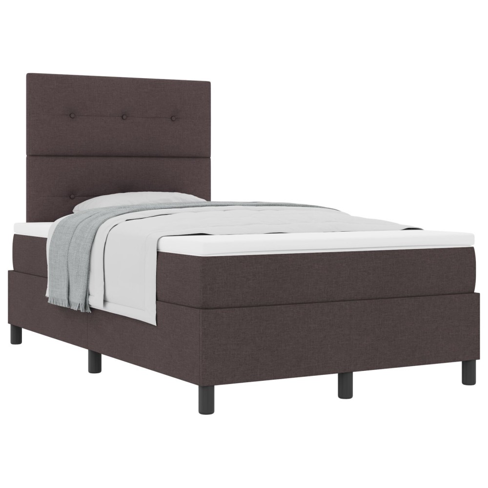 vidaXL Pat cu arcuri cu saltea Maro închis 120 x 200 cm țesătură