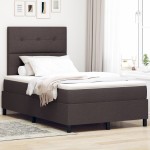 vidaXL Pat cu arcuri cu saltea Maro închis 120 x 200 cm țesătură vidaXL Pat cu arcuri cu saltea Maro închis 120 x 200 cm țesătură