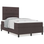 vidaXL Pat cu arcuri cu saltea Maro închis 120 x 200 cm țesătură vidaXL Pat cu arcuri cu saltea Maro închis 120 x 200 cm țesătură