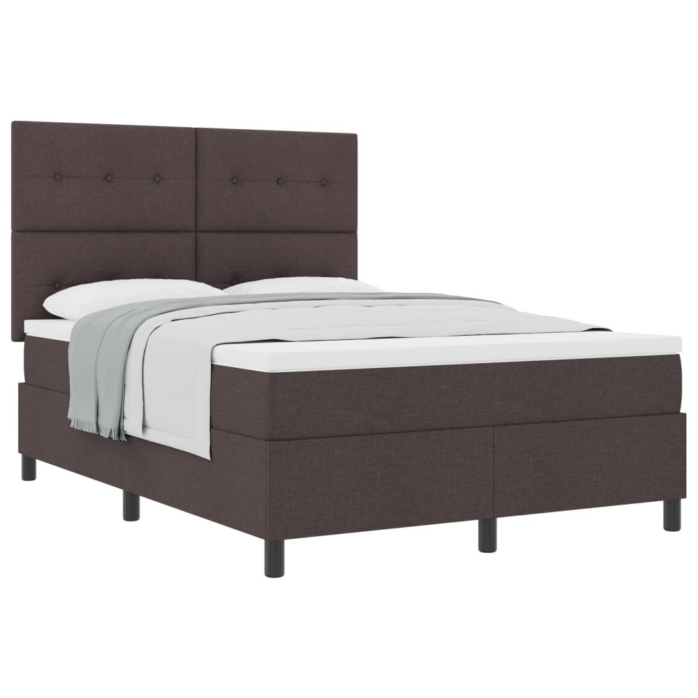 vidaXL Somieră cu saltea maro închis 140x190 cm din material