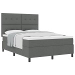 vidaXL Pat cu arcuri cu saltea Gri închis 160 x 200 cm țesătură vidaXL Pat cu arcuri cu saltea Gri închis 160 x 200 cm țesătură