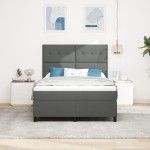 vidaXL Pat cu arcuri cu saltea Gri închis 160 x 200 cm țesătură vidaXL Pat cu arcuri cu saltea Gri închis 160 x 200 cm țesătură