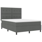 vidaXL Pat cu arcuri cu saltea Gri închis 160 x 200 cm țesătură vidaXL Pat cu arcuri cu saltea Gri închis 160 x 200 cm țesătură