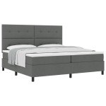 vidaXL Pat cu arcuri cu saltea Gri închis 200 x 200 cm țesătură vidaXL Pat cu arcuri cu saltea Gri închis 200 x 200 cm țesătură