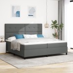 vidaXL Pat cu arcuri cu saltea Gri închis 200 x 200 cm țesătură vidaXL Pat cu arcuri cu saltea Gri închis 200 x 200 cm țesătură