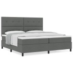 vidaXL Pat cu arcuri cu saltea Gri închis 200 x 200 cm țesătură vidaXL Pat cu arcuri cu saltea Gri închis 200 x 200 cm țesătură