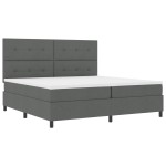 vidaXL Pat cu arcuri cu saltea Gri închis 200 x 200 cm țesătură vidaXL Pat cu arcuri cu saltea Gri închis 200 x 200 cm țesătură