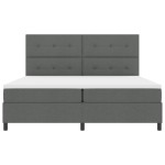 vidaXL Pat cu arcuri cu saltea Gri închis 200 x 200 cm țesătură vidaXL Pat cu arcuri cu saltea Gri închis 200 x 200 cm țesătură