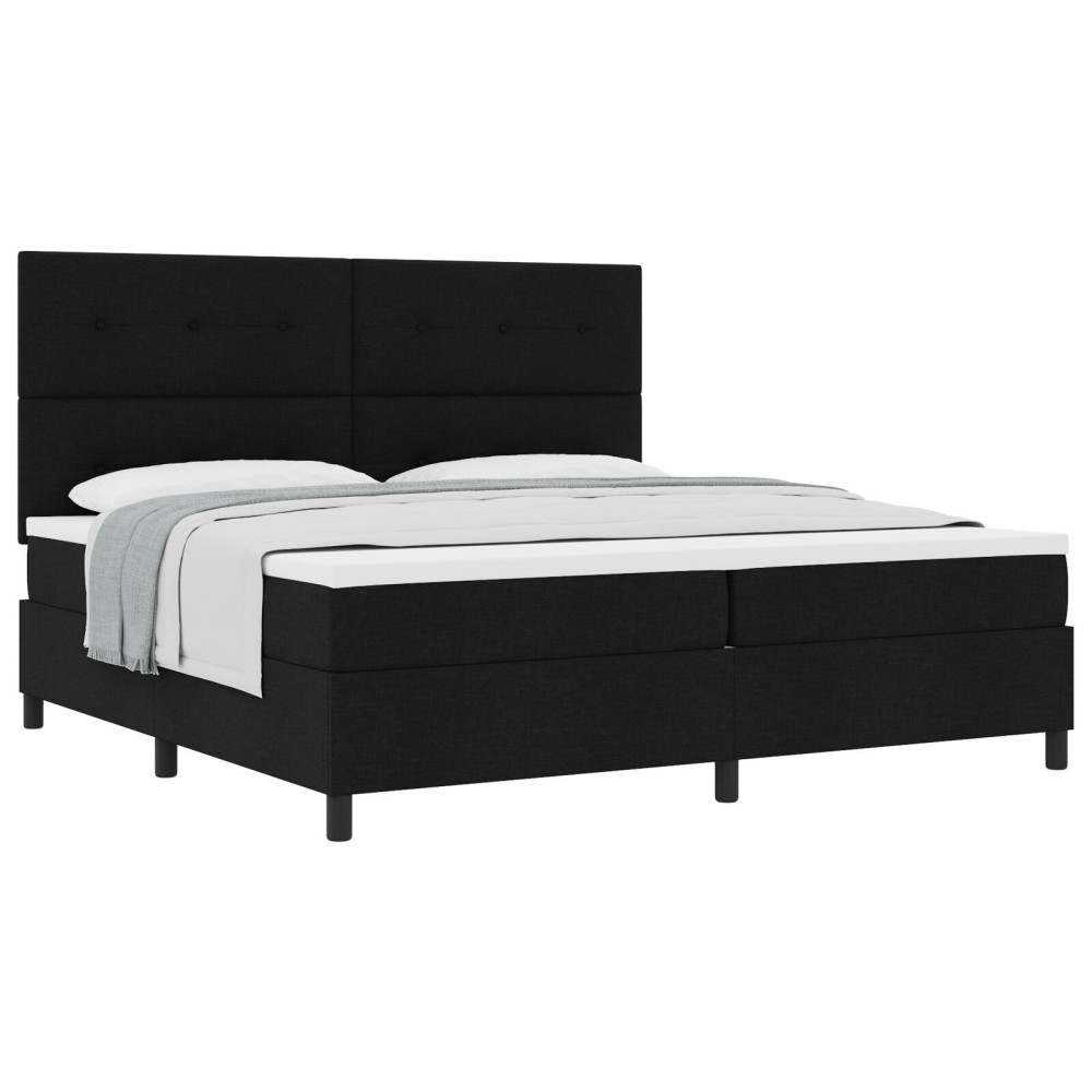 vidaXL Pat cu arcuri cu saltea Negru 200 x 200 cm țesătură