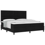 vidaXL Pat cu arcuri cu saltea Negru 200 x 200 cm țesătură vidaXL Pat cu arcuri cu saltea Negru 200 x 200 cm țesătură