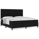 vidaXL Pat cu arcuri cu saltea Negru 200 x 200 cm țesătură vidaXL Pat cu arcuri cu saltea Negru 200 x 200 cm țesătură