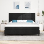vidaXL Pat cu arcuri cu saltea Negru 200 x 200 cm țesătură vidaXL Pat cu arcuri cu saltea Negru 200 x 200 cm țesătură