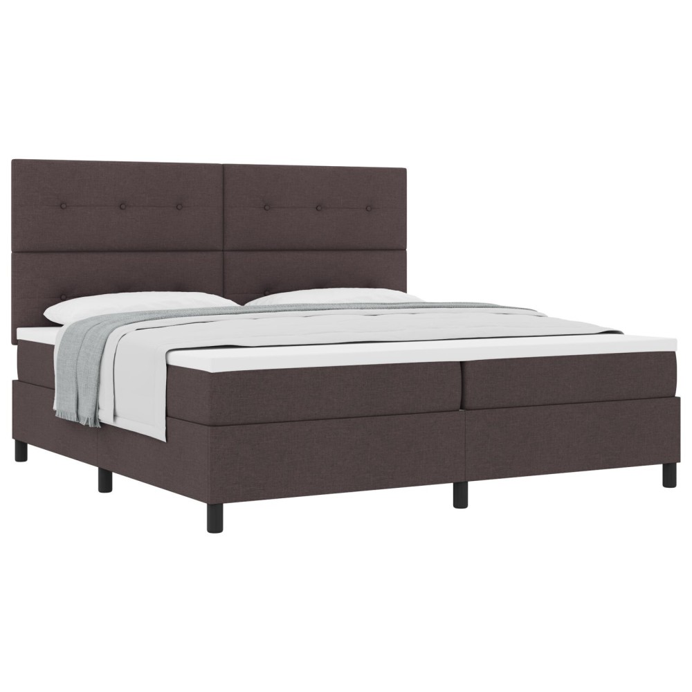 vidaXL Pat cu arcuri cu saltea Maro închis 200 x 200 cm țesătură