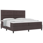 vidaXL Pat cu arcuri cu saltea Maro închis 200 x 200 cm țesătură vidaXL Pat cu arcuri cu saltea Maro închis 200 x 200 cm țesătură