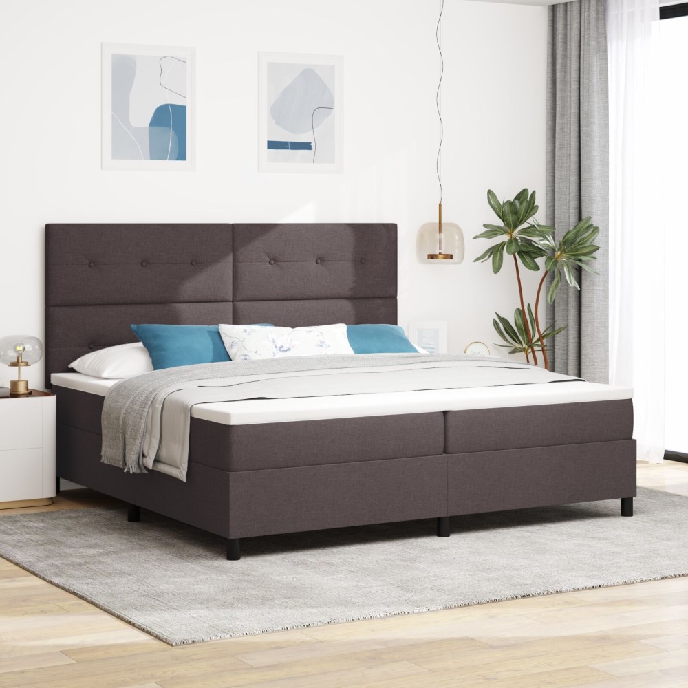 vidaXL Pat cu arcuri cu saltea Maro închis 200 x 200 cm țesătură
