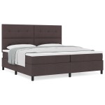 vidaXL Pat cu arcuri cu saltea Maro închis 200 x 200 cm țesătură vidaXL Pat cu arcuri cu saltea Maro închis 200 x 200 cm țesătură