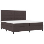 vidaXL Pat cu arcuri cu saltea Maro închis 200 x 200 cm țesătură vidaXL Pat cu arcuri cu saltea Maro închis 200 x 200 cm țesătură