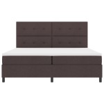 vidaXL Pat cu arcuri cu saltea Maro închis 200 x 200 cm țesătură vidaXL Pat cu arcuri cu saltea Maro închis 200 x 200 cm țesătură