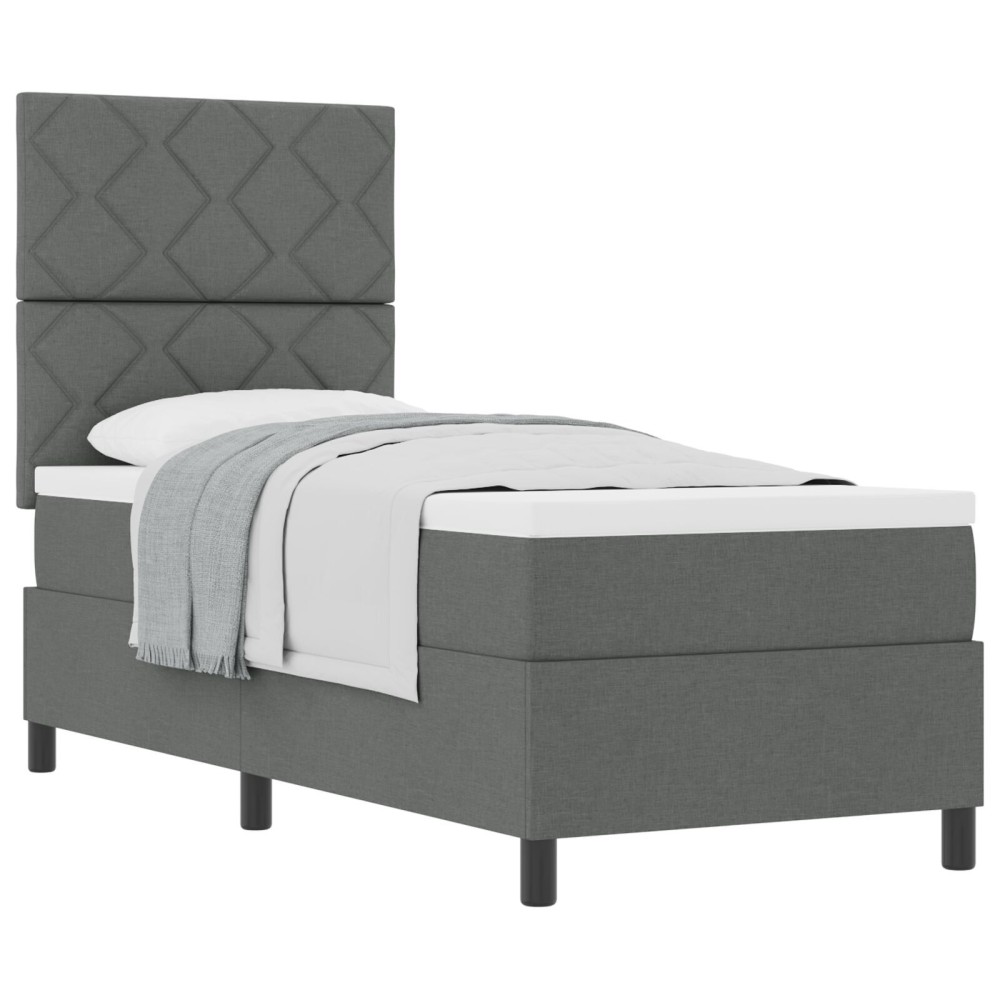 vidaXL Pat cu arcuri cu saltea Gri închis 80 x 200 cm țesătură