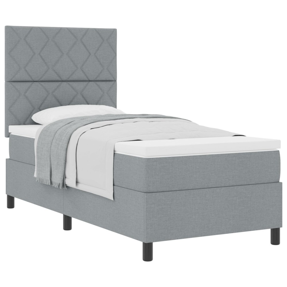 vidaXL Pat cu arcuri cu saltea Gri deschis 90 x 200 cm țesătură