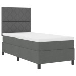 vidaXL Pat cu arcuri cu saltea Gri închis 90 x 200 cm țesătură vidaXL Pat cu arcuri cu saltea Gri închis 90 x 200 cm țesătură