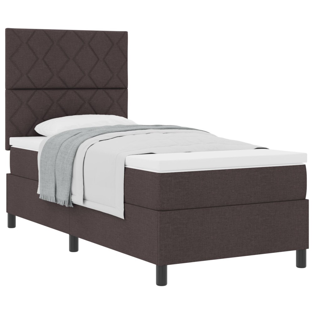 vidaXL Pat cu arcuri cu saltea Maro închis 90 x 200 cm țesătură