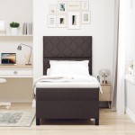 vidaXL Pat cu arcuri cu saltea Maro închis 90 x 200 cm țesătură vidaXL Pat cu arcuri cu saltea Maro închis 90 x 200 cm țesătură