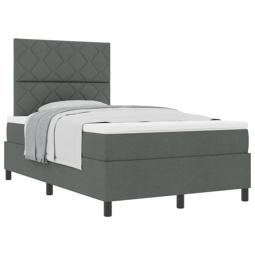 vidaXL Pat cu arcuri cu saltea Gri închis 120 x 190 cm țesătură