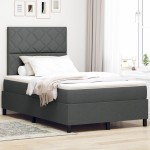 vidaXL Pat cu arcuri cu saltea Gri închis 120 x 190 cm țesătură vidaXL Pat cu arcuri cu saltea Gri închis 120 x 190 cm țesătură