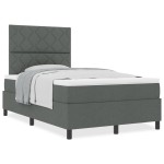 vidaXL Pat cu arcuri cu saltea Gri închis 120 x 190 cm țesătură vidaXL Pat cu arcuri cu saltea Gri închis 120 x 190 cm țesătură
