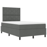 vidaXL Pat cu arcuri cu saltea Gri închis 120 x 190 cm țesătură vidaXL Pat cu arcuri cu saltea Gri închis 120 x 190 cm țesătură