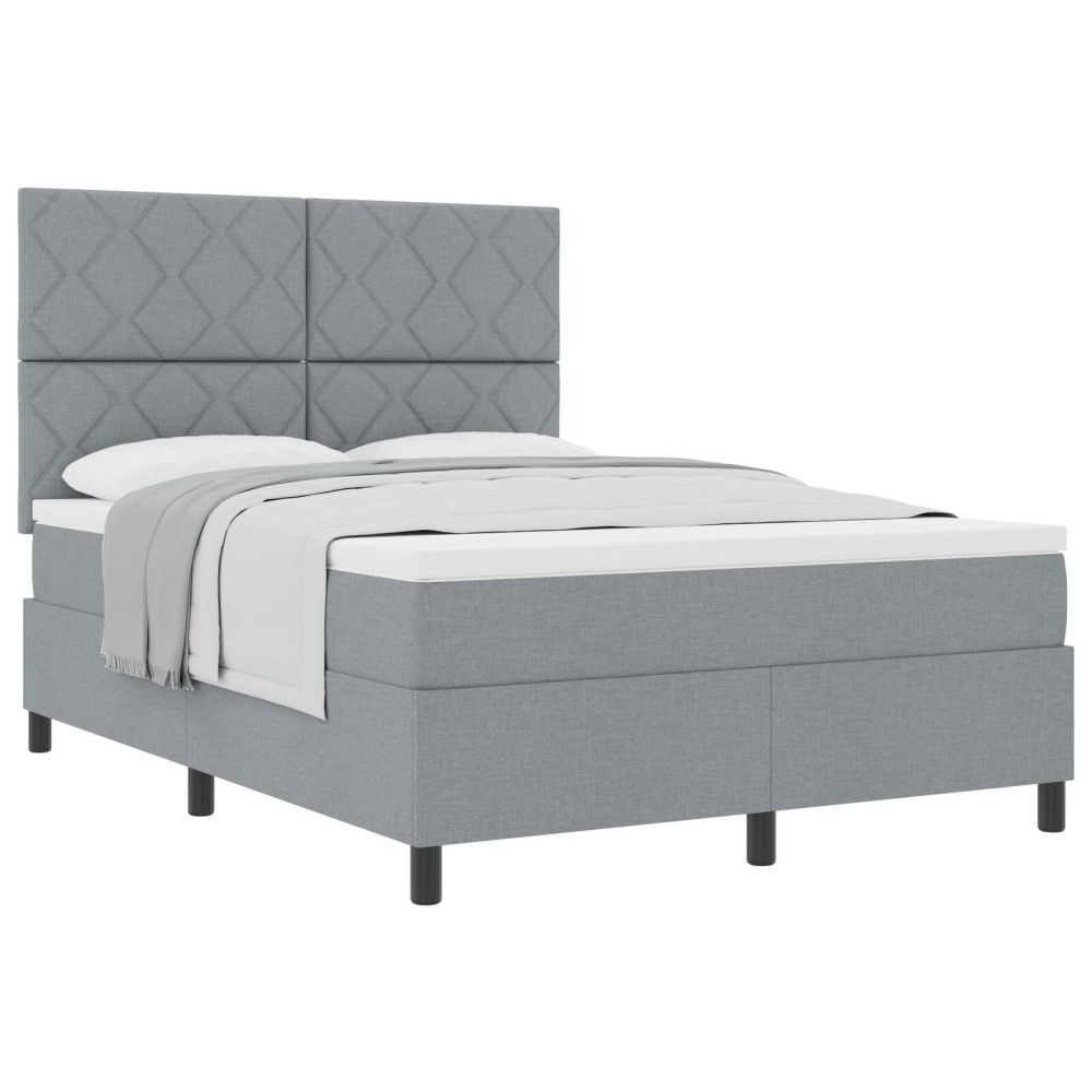 vidaXL Pat cu suport box spring Gri deschis 140x200 cm Țesătură