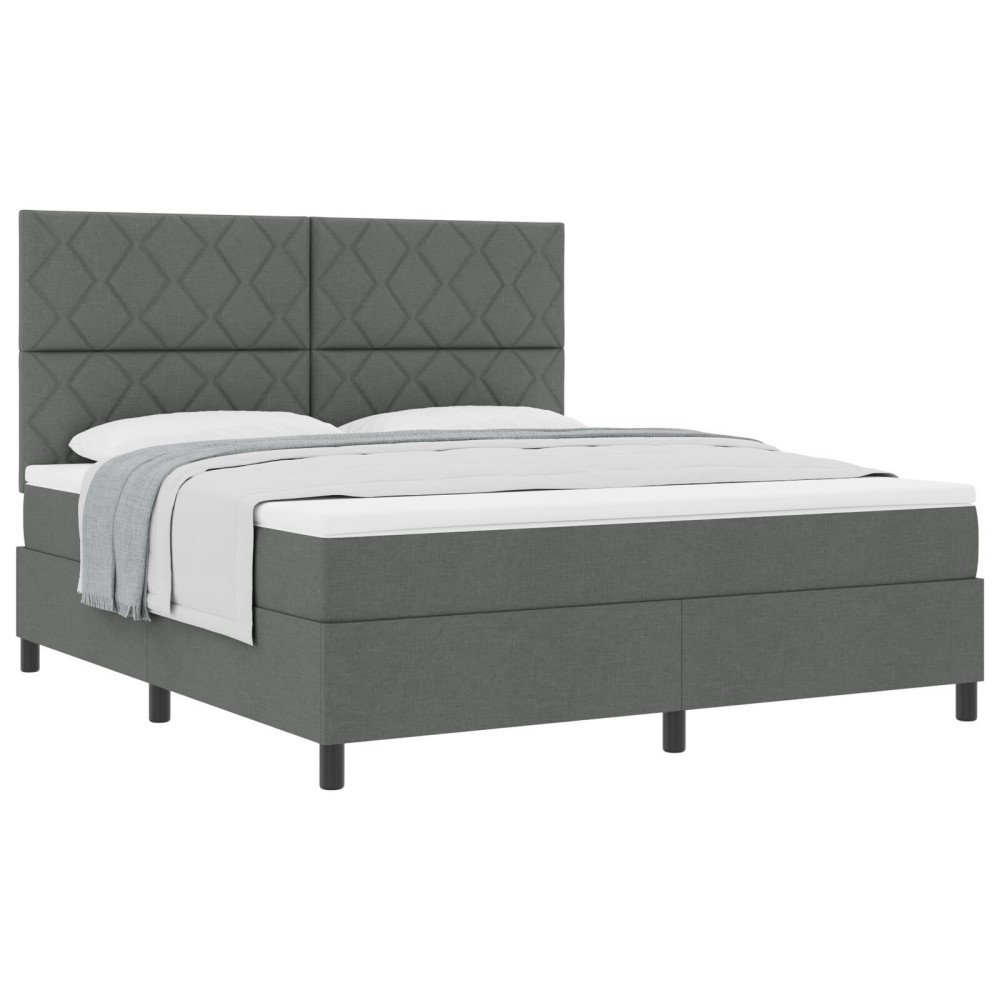 vidaXL Pat cu arcuri cu saltea Gri închis 180 x 200 cm țesătură