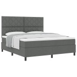 vidaXL Pat cu arcuri cu saltea Gri închis 180 x 200 cm țesătură vidaXL Pat cu arcuri cu saltea Gri închis 180 x 200 cm țesătură