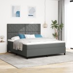 vidaXL Pat cu arcuri cu saltea Gri închis 180 x 200 cm țesătură vidaXL Pat cu arcuri cu saltea Gri închis 180 x 200 cm țesătură