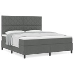 vidaXL Pat cu arcuri cu saltea Gri închis 180 x 200 cm țesătură vidaXL Pat cu arcuri cu saltea Gri închis 180 x 200 cm țesătură