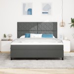 vidaXL Pat cu arcuri cu saltea Gri închis 180 x 200 cm țesătură vidaXL Pat cu arcuri cu saltea Gri închis 180 x 200 cm țesătură